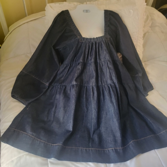 Free People Dark Blue Denim Lou Jean Mini Dress - Picture 5 of 9